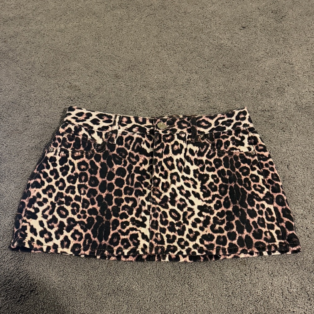 PacSun Pink and Brown Leopard Print Mini Skirt